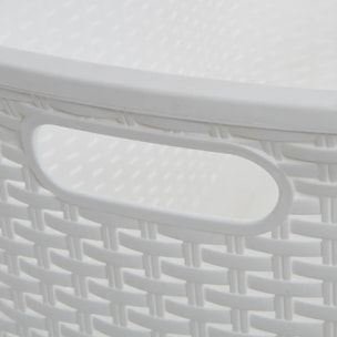Corbeille à linge rattan rectangulaire 40L blanc