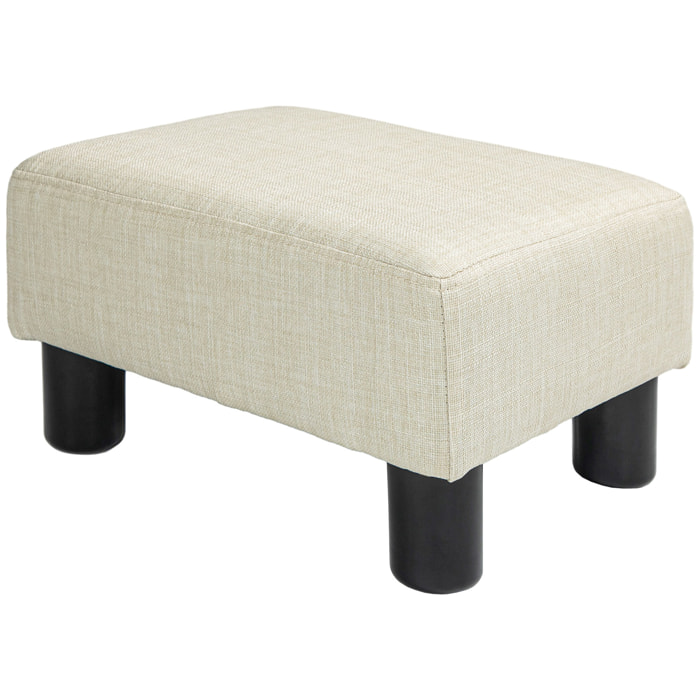 Reposapiés de Salón Taburete Bajo Tapizado en Lino Otomana Rectangular con Estructura de Madera para Sala de Estar Dormitorio Beige