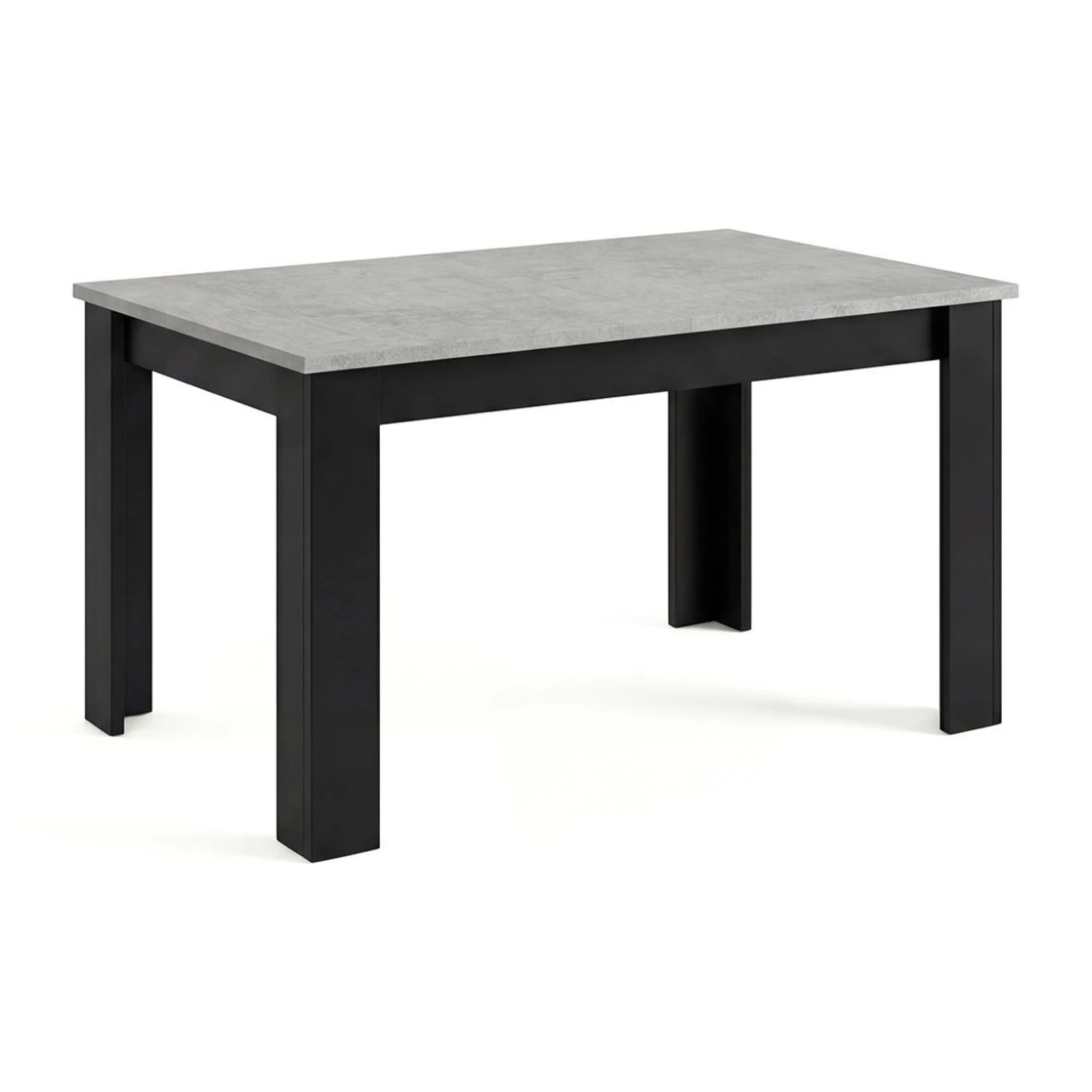 Mesa de comedor extensible en negro mate y gris cemento 140-190x90 cm Sira Negro Mate - Gris Cemento