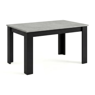 Mesa de comedor extensible en negro mate y gris cemento 140-190x90 cm Sira Negro Mate - Gris Cemento