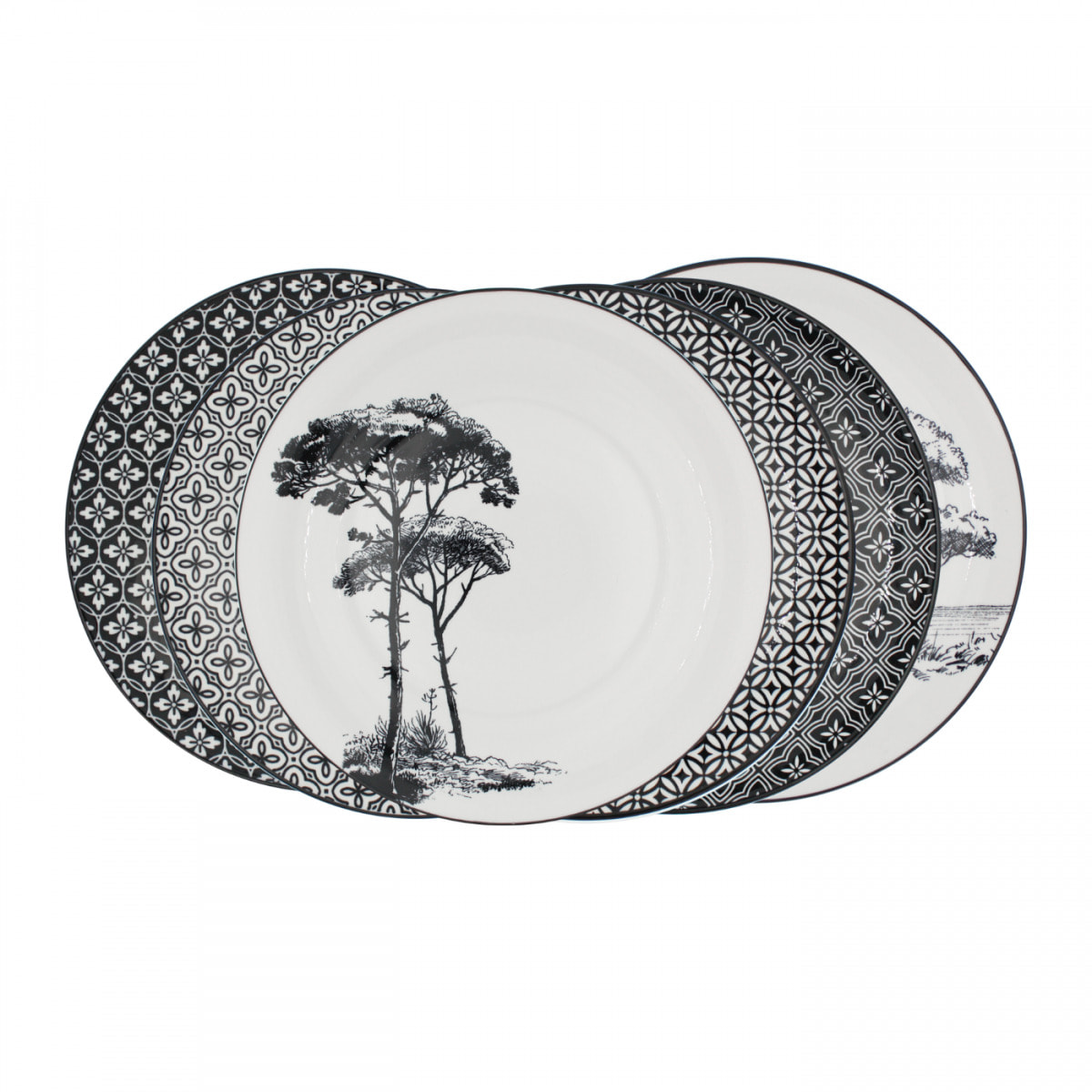 Lot de 6 grandes assiettes, VILLA LES PINS