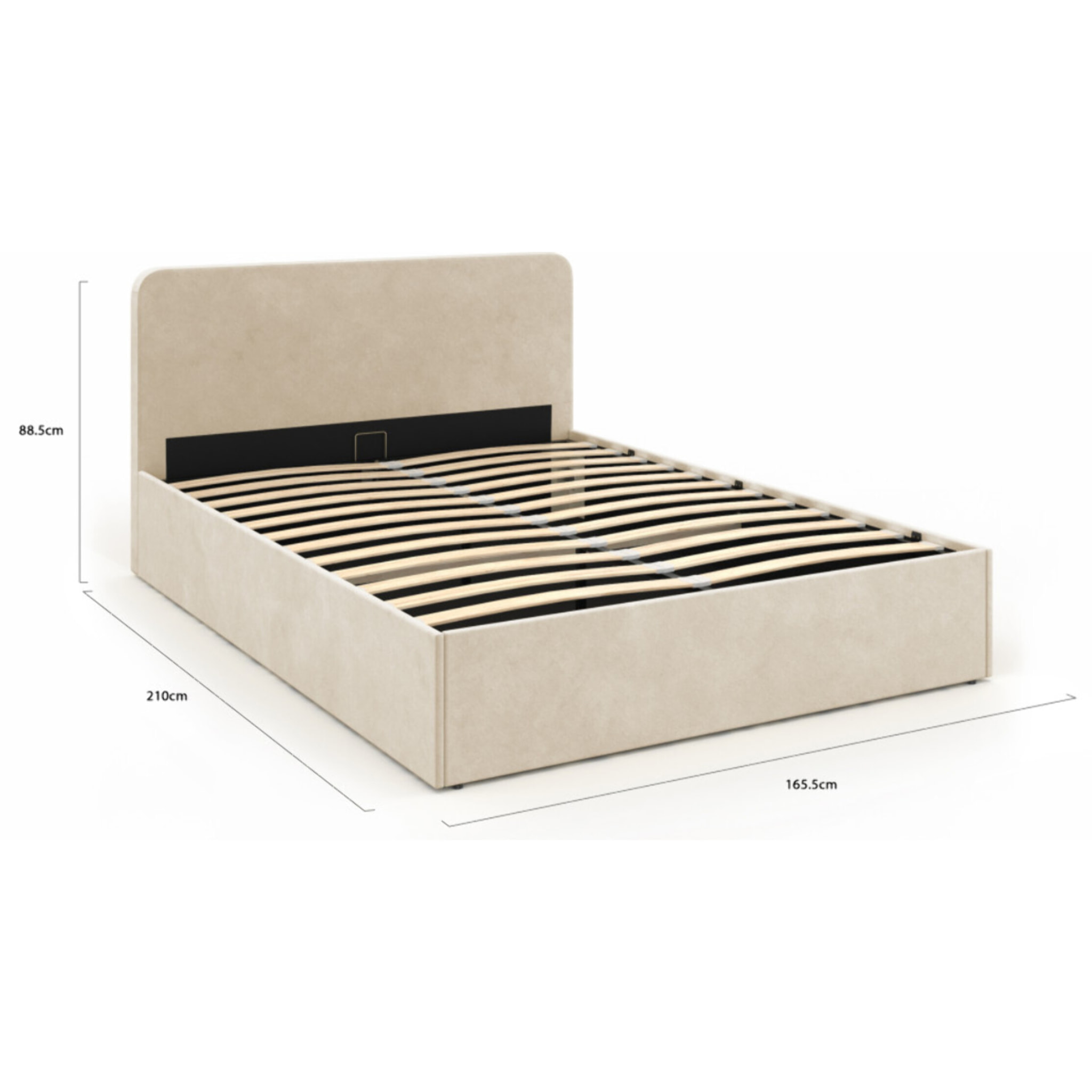 Lit avec tete de lit arrondie Louise - Velours beige