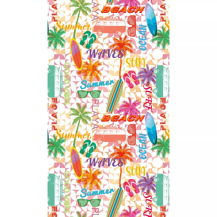 Fouta pur coton 350 g/m² imprimé multicolore Good vibes pop