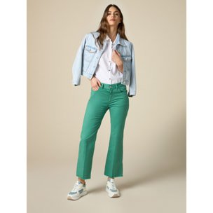 Oltre - Pantaloni little flare in drill di cotone - Verde