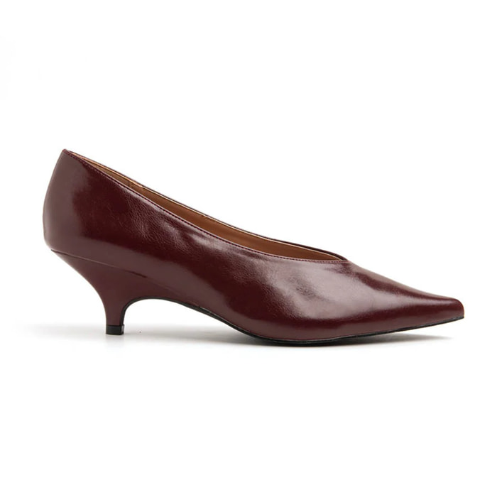 Decolleté con scollo a cuore e tacco 3 cm - BORDEAUX