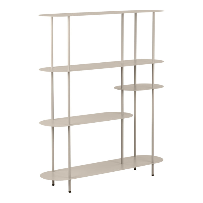 Libreria Rieti asimmetrica a 5 ripiani in metallo sabbia 118×31×139 cm