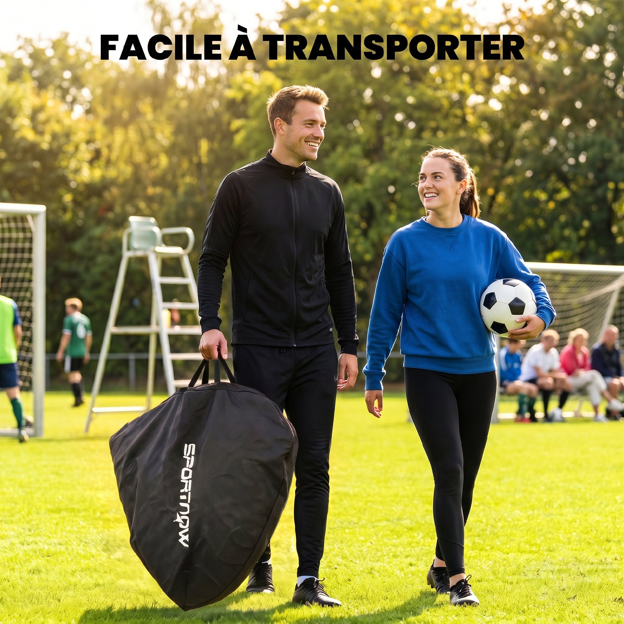 But de football pop-up portable 150 x 110 x 110 cm sac de transport jaune noir