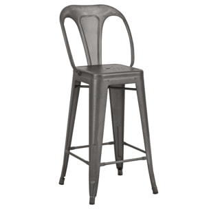 Lot de 2 chaises pour îlot central 67 cm en métal gris acier - Indus