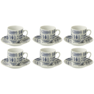 J-Line sous-tasse Poisson - céramique - bleu foncé - boîte de 6