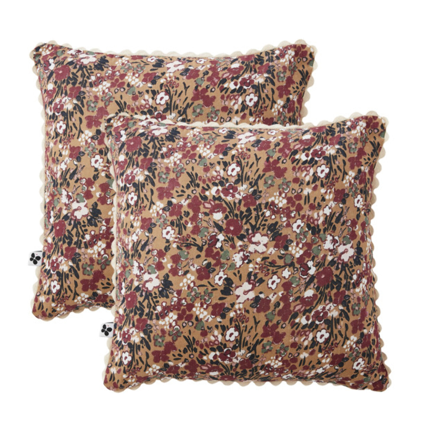 Lot de 2 Coussins 40 x 40 cm en Gaze de Coton avec Crochet - CAPUCINE