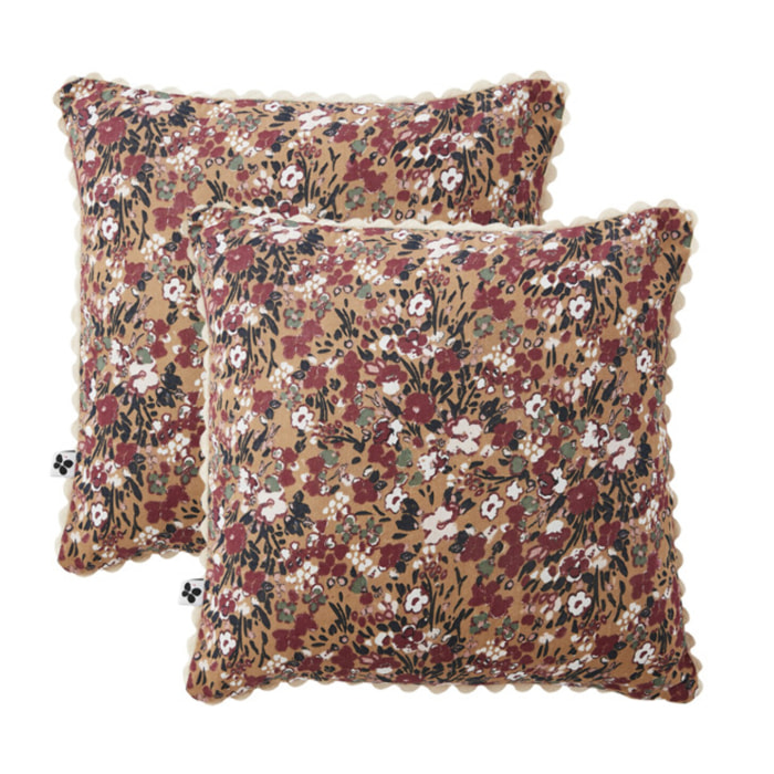 Lot de 2 Coussins 40 x 40 cm en Gaze de Coton avec Crochet - CAPUCINE