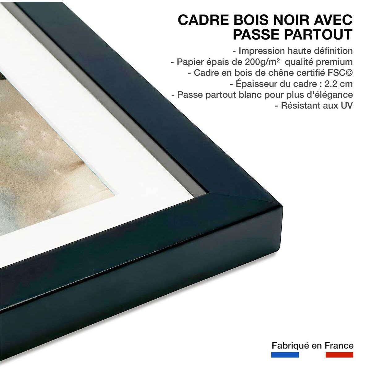 Poster bleu givré Affiche + cadre en bois - Noir