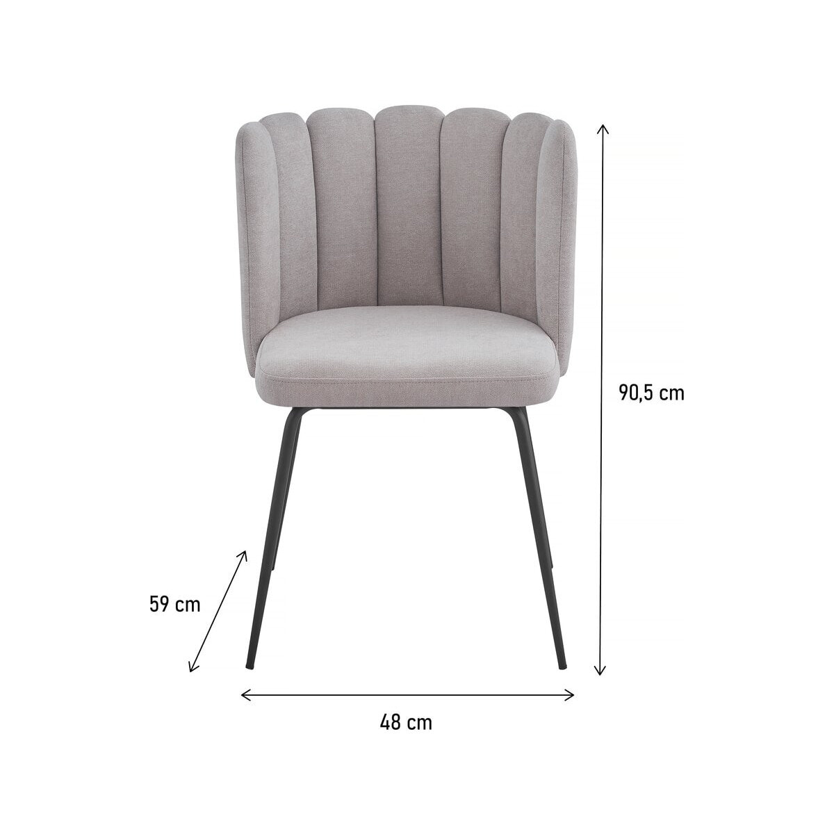 Lot de 2 chaises en tissu "Anja" - Gris