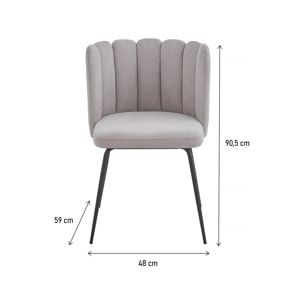 Lot de 2 chaises en tissu "Anja" - Gris