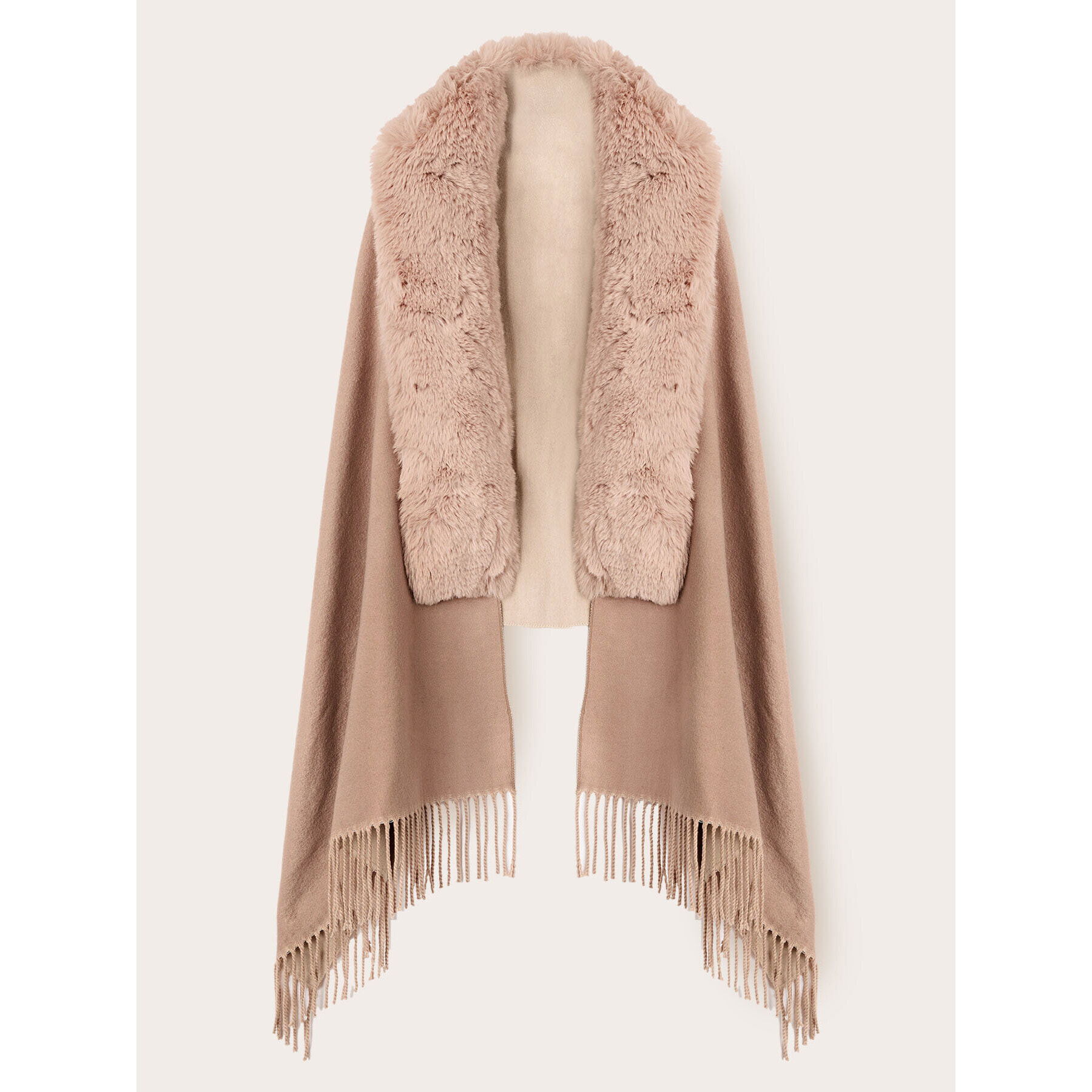 Motivi - Poncho de paño con flecos - Beige