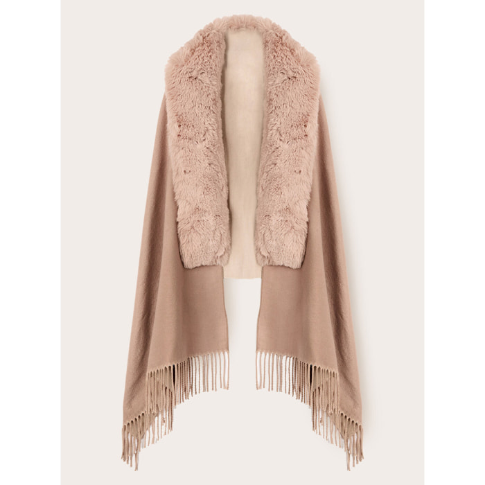 Motivi - Poncho de paño con flecos - Beige