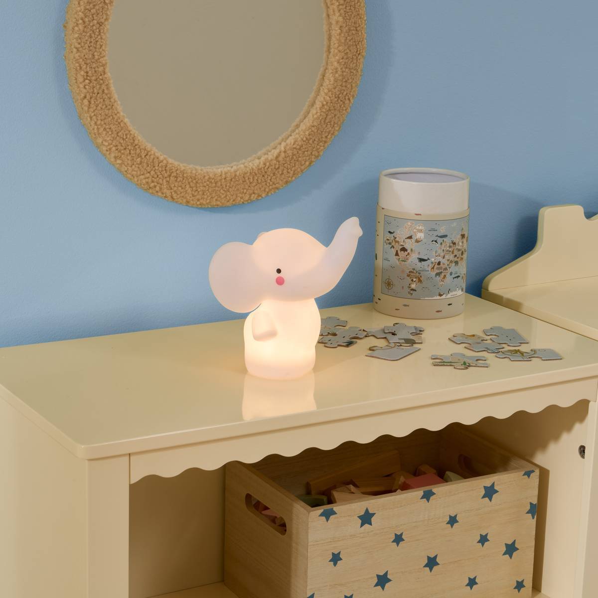 Veilleuse Elephant Enfant Softy Blanc 14.5x13x10,5 cm