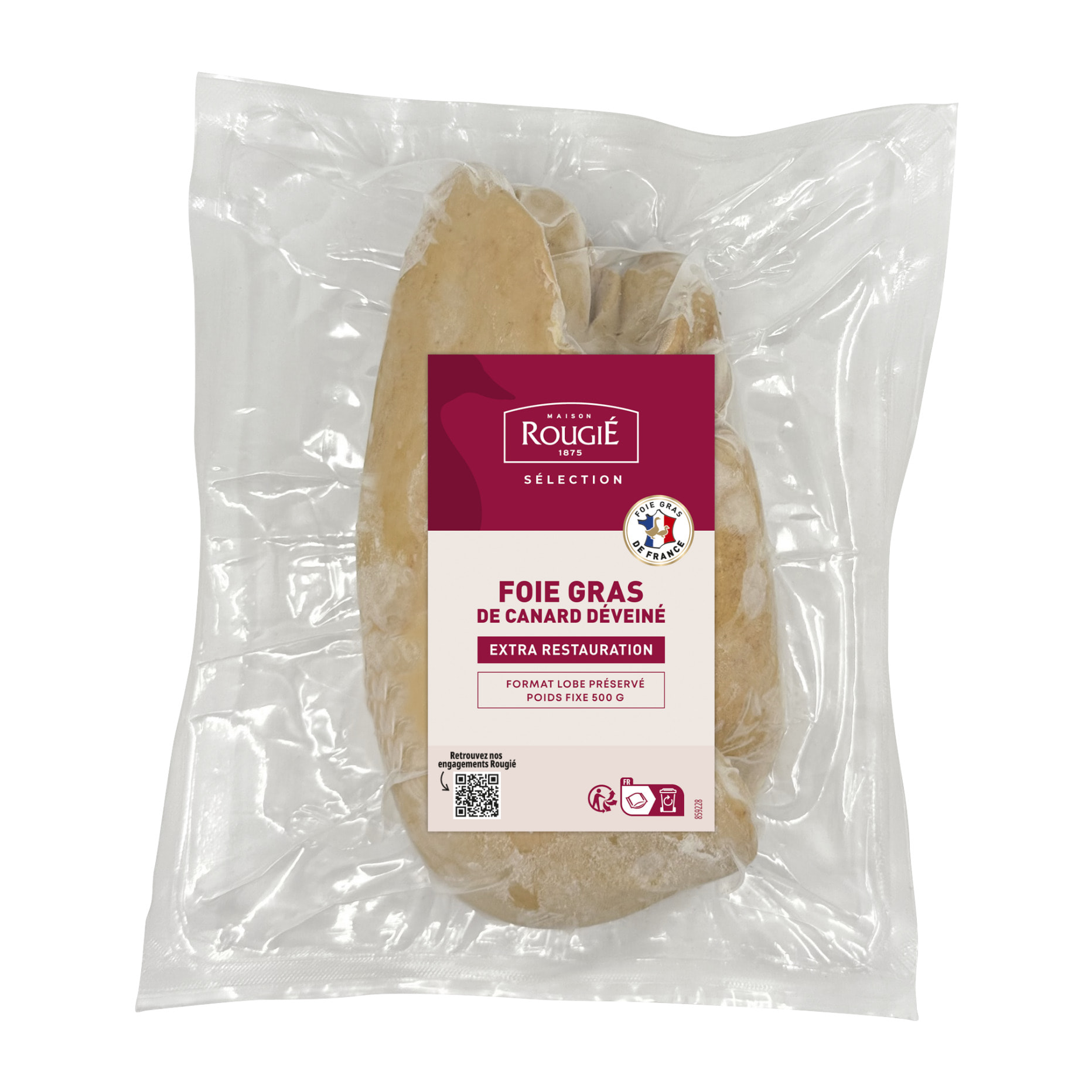 Foie gras de canard cru surgelé - 500g