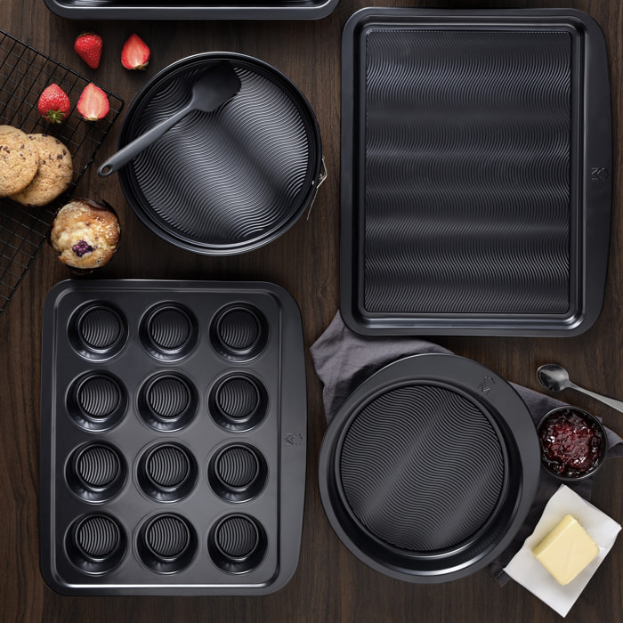 Molde cuadrado de horno para 6 muffins 28,9x23,1x3,3cm en acero al carbono masterpro