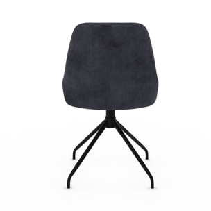 Chaises Olivia pivotantes velours gris pieds métal - lot de 2