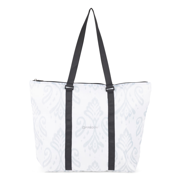 Borsa Shopper fantasia floreale con zip