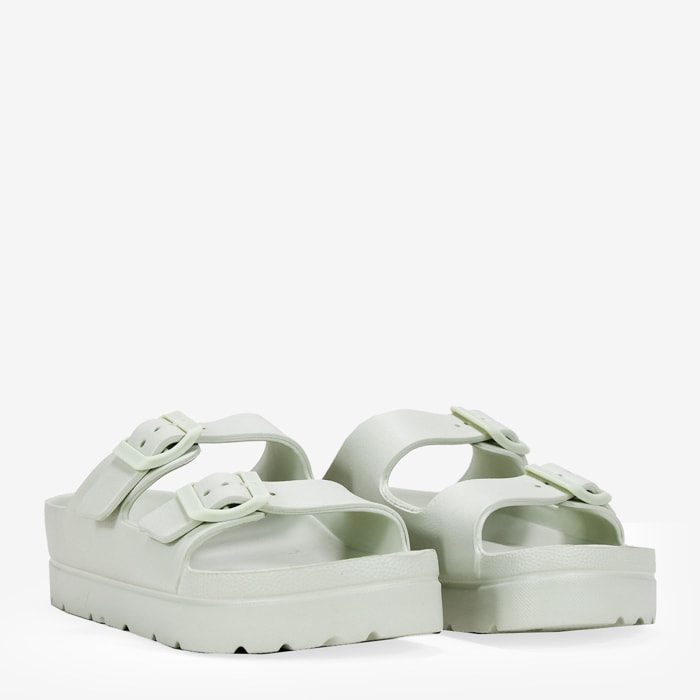 Sandalias de goma con plataforma verdes
