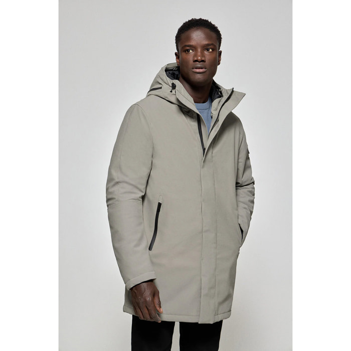 Abrigo Mackey gris piedra de capucha fija y detalles Polo Club
