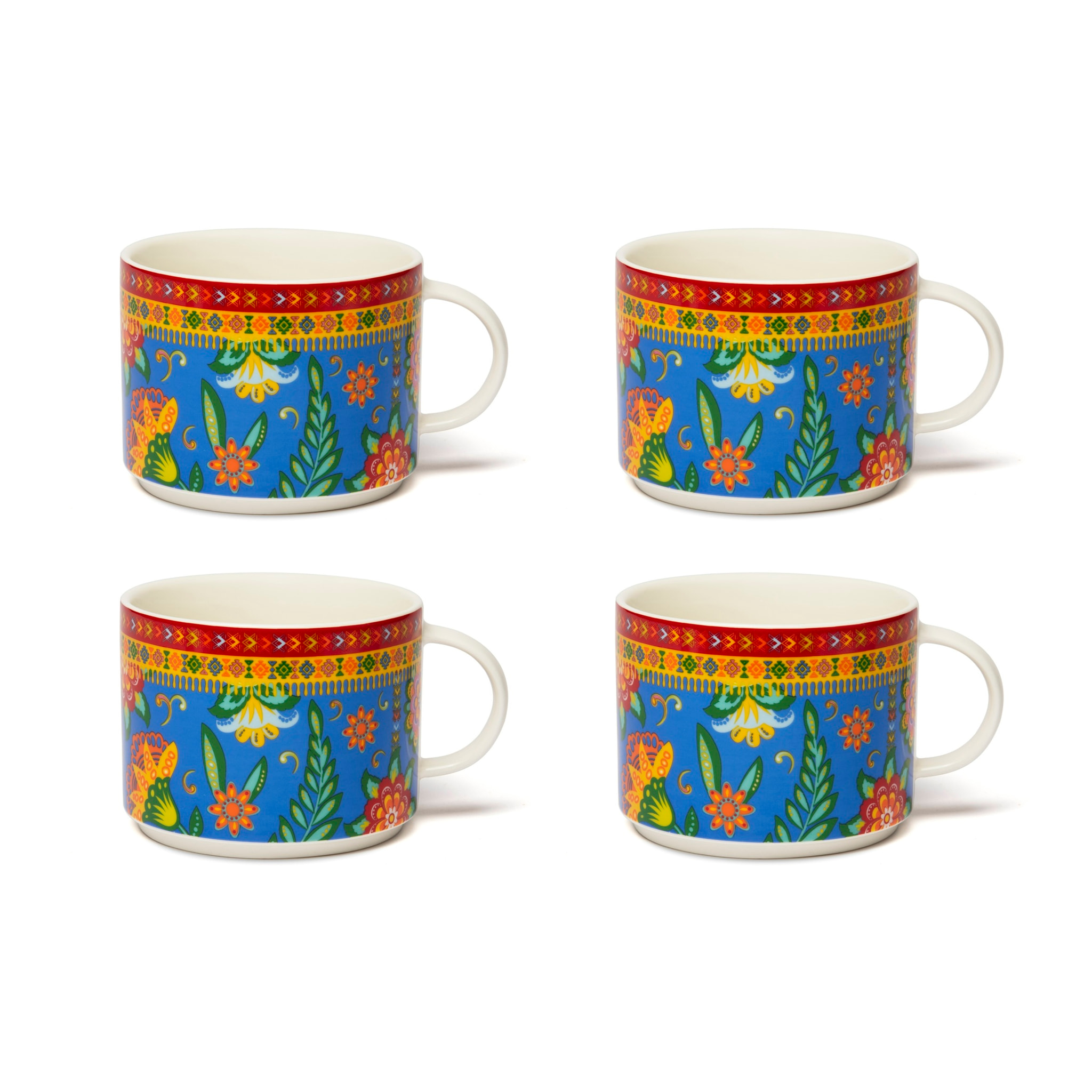 Set 4 Tazze Jumbo Excelsa – Gipsy Soul, New Bone China Multicolore