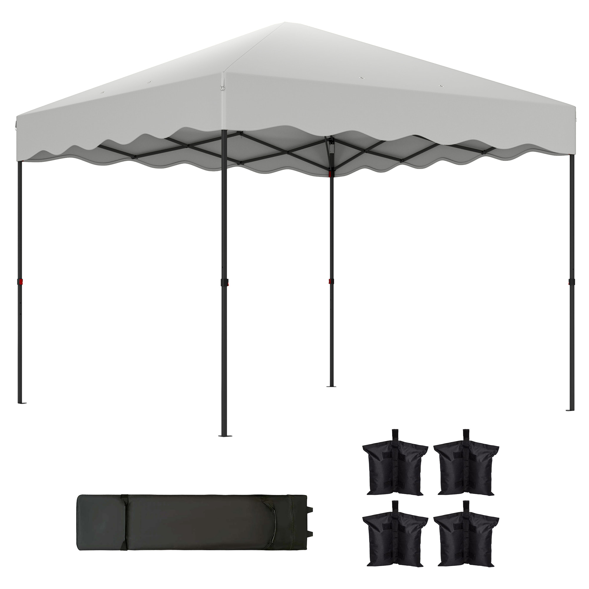 Carpa Plegable Pop-up Gazebo 3x3 m Cenador Plegable con Protección UV 50+ Altura Ajustable Bolsa de Arena y Bolsa con Ruedas para Camping Fiestas Blanco