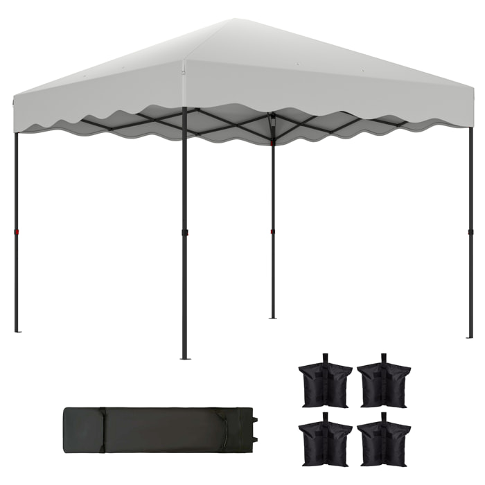 Carpa Plegable Pop-up Gazebo 3x3 m Cenador Plegable con Protección UV 50+ Altura Ajustable Bolsa de Arena y Bolsa con Ruedas para Camping Fiestas Blanco