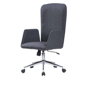 Sedia da ufficio Launceston, Poltrona presidenziale con braccioli, Sedia ergonomica direzionale da ufficio, 55x56h98/105 cm, Grigio