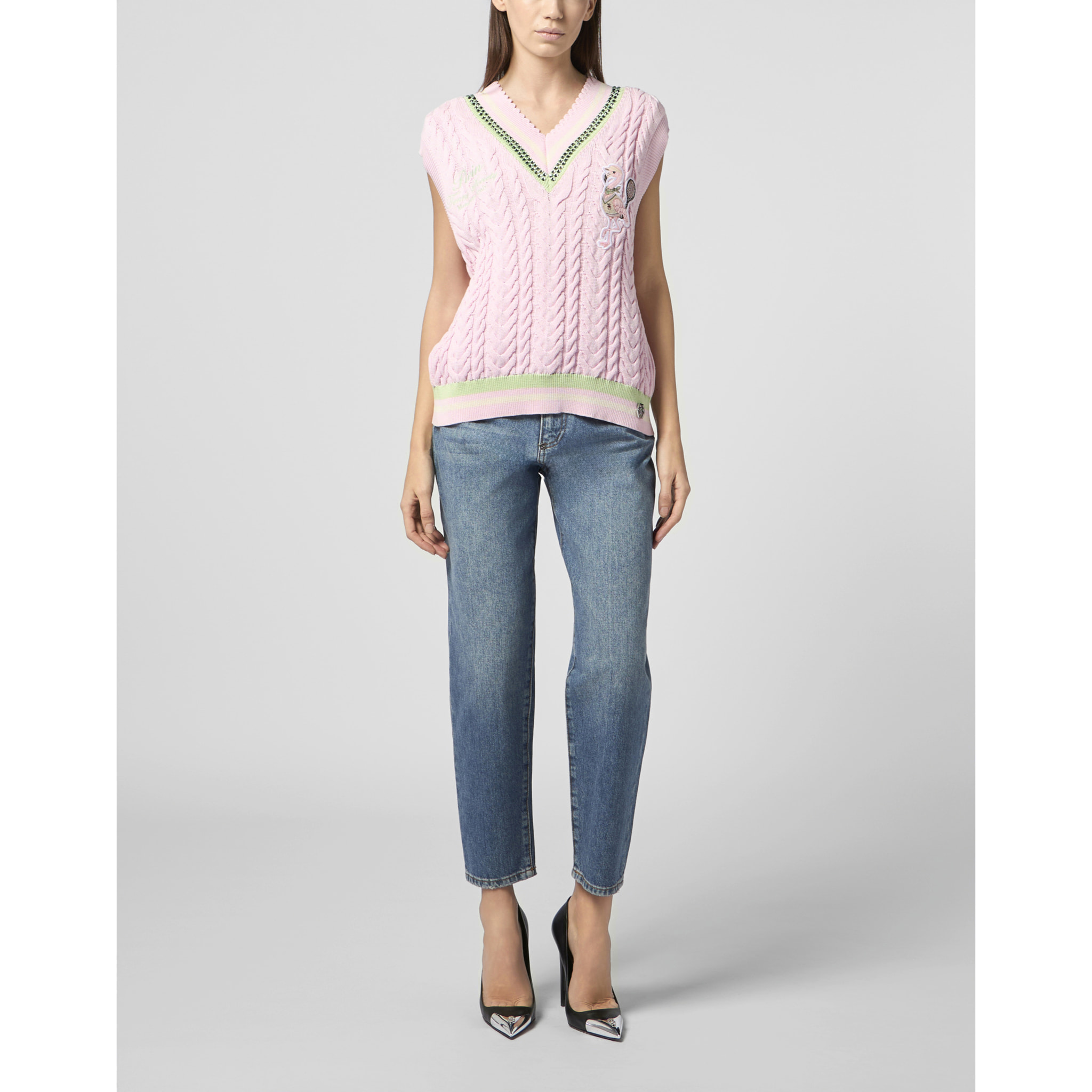 PHILIPP PLEIN V-Neck Gilet Tennis Club