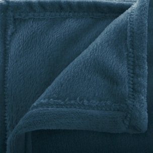 Plaid "Ollis" en flanelle bleu égéen 180x230cm