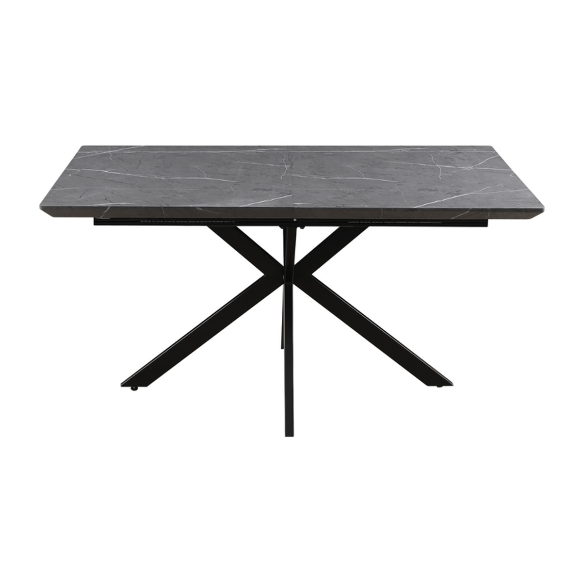 Tavolo estensibile 150-190 cm in marmo grigio scuro e gambe nere - Gabry