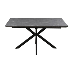 Tavolo estensibile 150-190 cm in marmo grigio scuro e gambe nere - Gabry