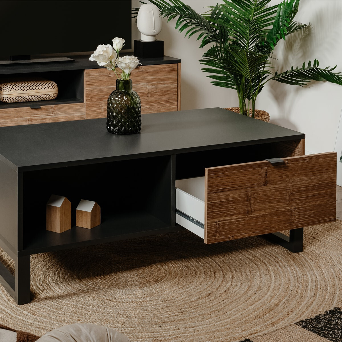 Table basse 1 tiroir effet chêne - PALMA