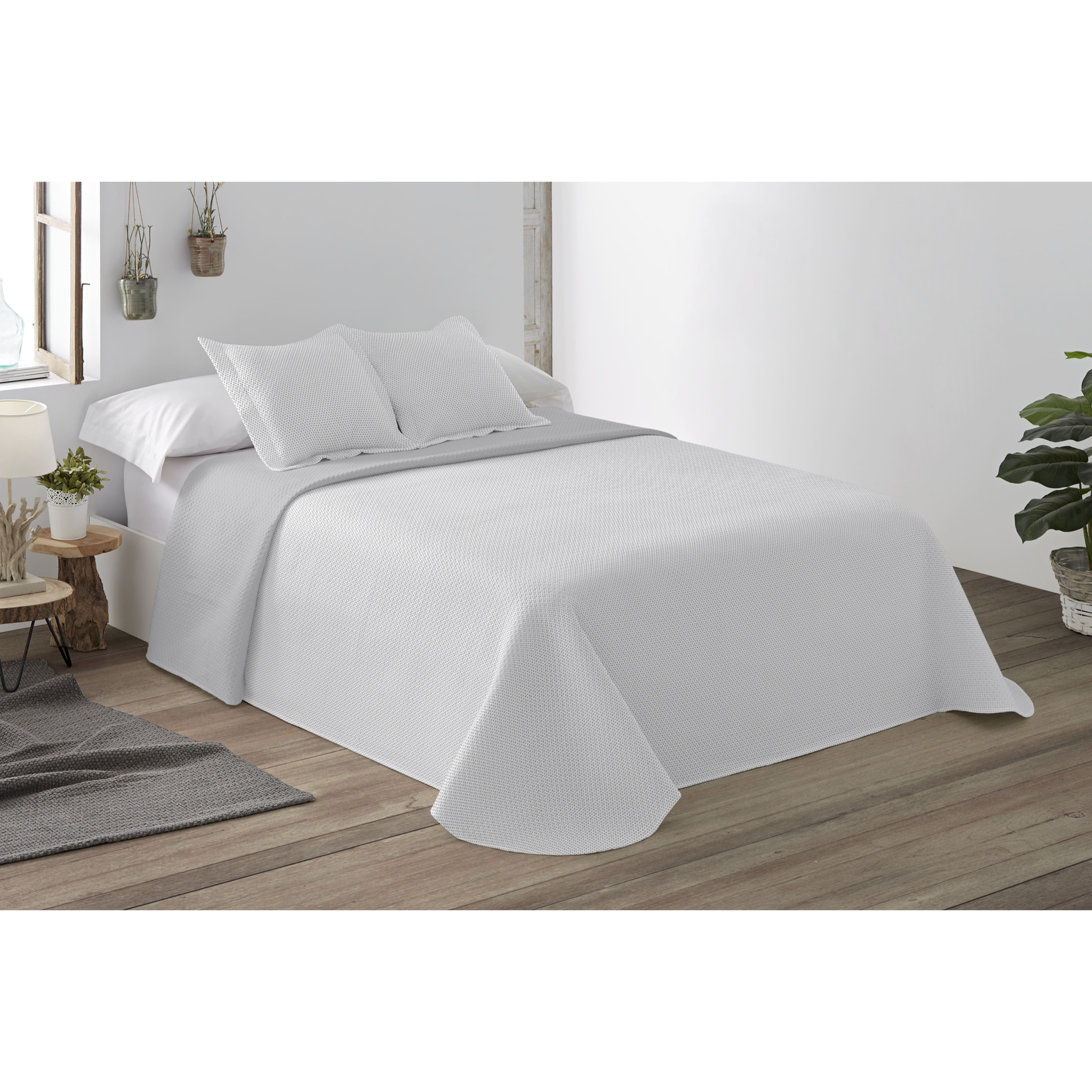 Colcha lisa reversible Gris