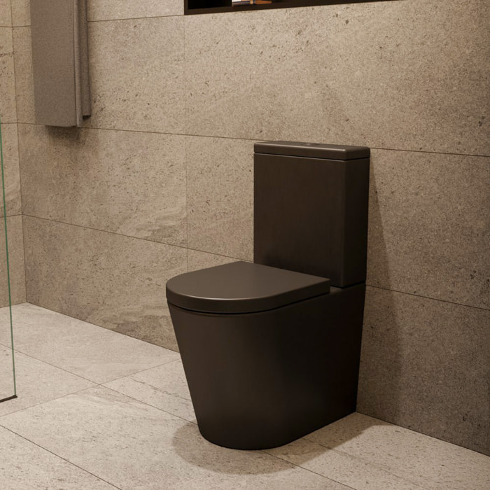 Brevis WC à poser sans bride + abattant softclose, noir mat (SATBRE031RREXVPBKM)