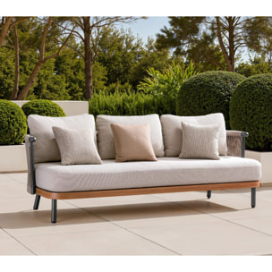 Salon de jardin en aluminium effet bois - 5 places - NATAL