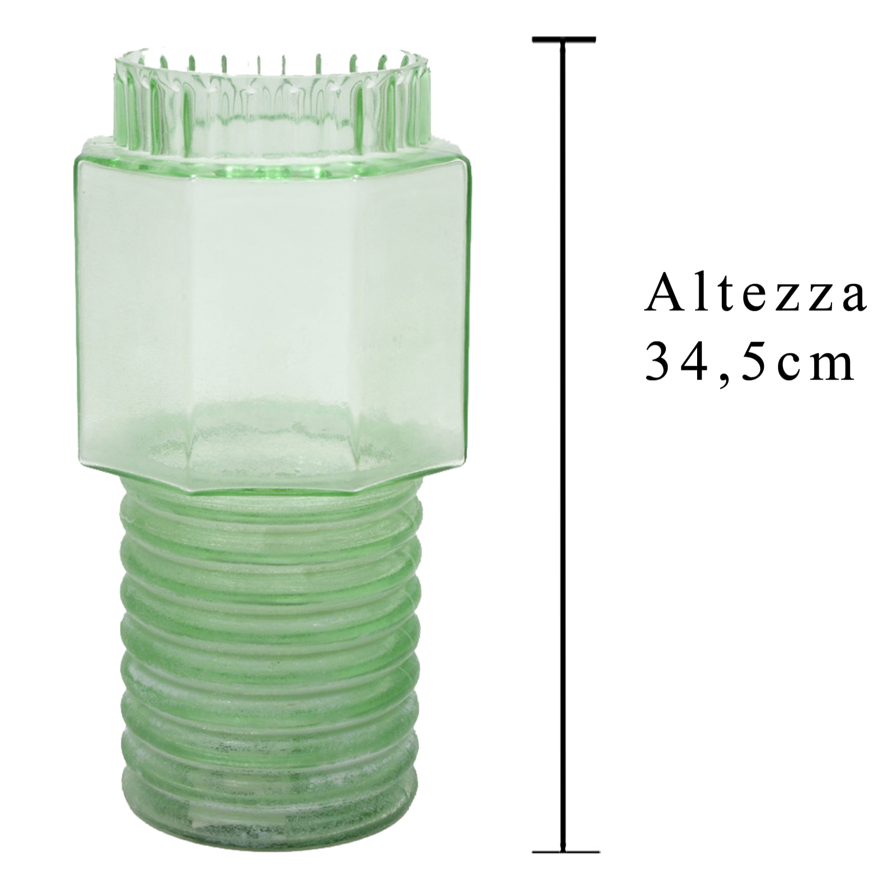 Vaso Multiforme H.34 Cm - Pezzi 1 - 18X34,5X18cm - Colore: Verde - Bianchi Dino - Vasi E Cont. Vetro, Alzate