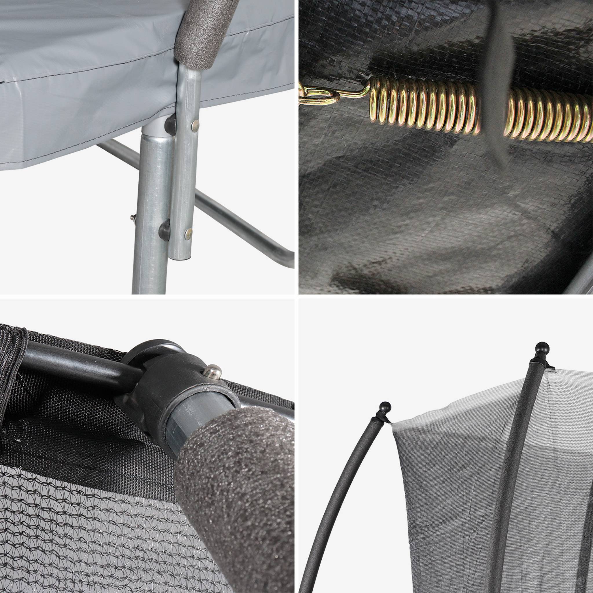Trampoline Ø 305cm - Mars Inner XXL- trampoline de jardin gris avec filet de protection intérieur. échelle. bâche. filet pour chaussures et kit d'ancrage 3.05m 305cm