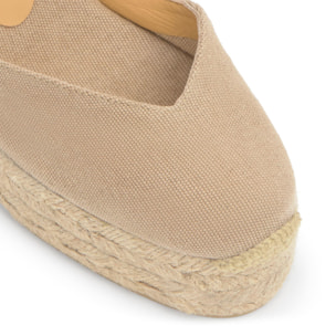 Alpargata de cuña 8 cm en lona de algodón con lazo al tobillo