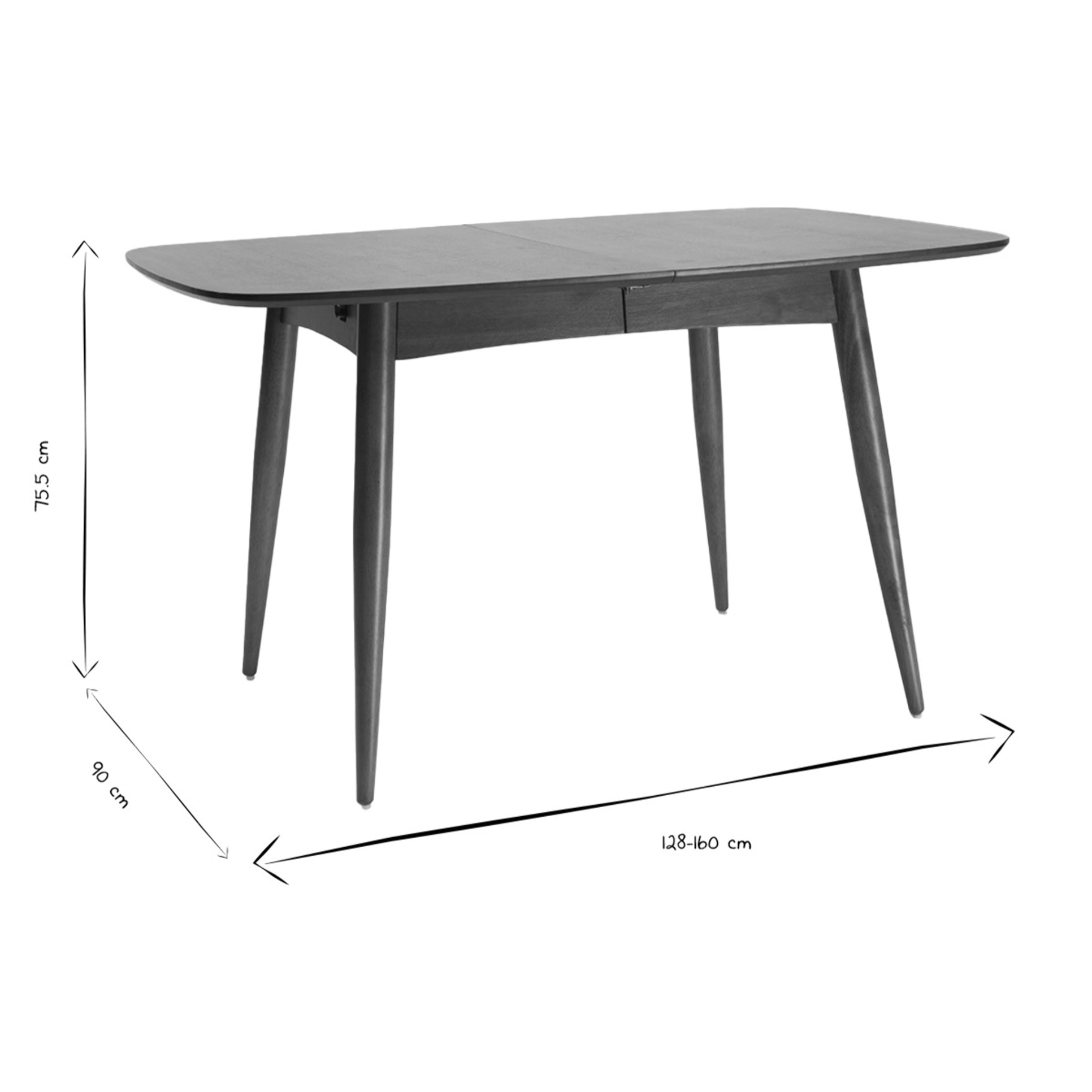 Table à manger extensible rectangulaire en bois foncé L130-160 cm NORDECO