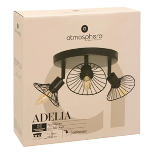 Plafonnier Adelia noir 25x16cm