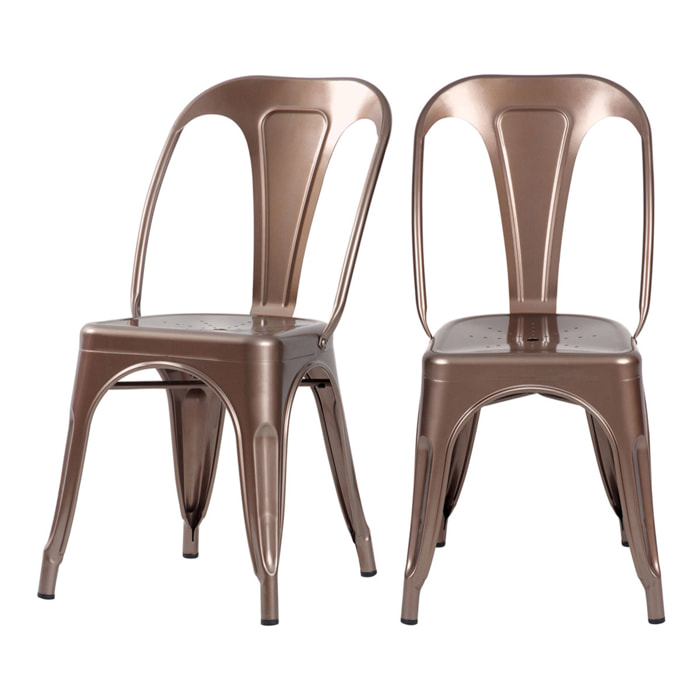 Lot de 2 chaises en métal cuivre - Indus