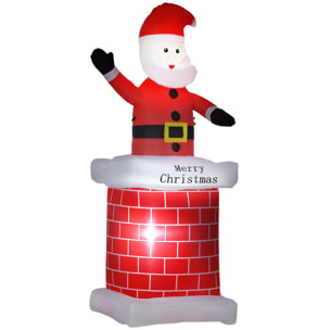 Papá Noel Hinchable con Chimenea Navidad Hinchable con 2 Luces LED e Inflador Eléctrico Decoración Navideña para Exteriores Interiores 80x70x210 cm Multicolor