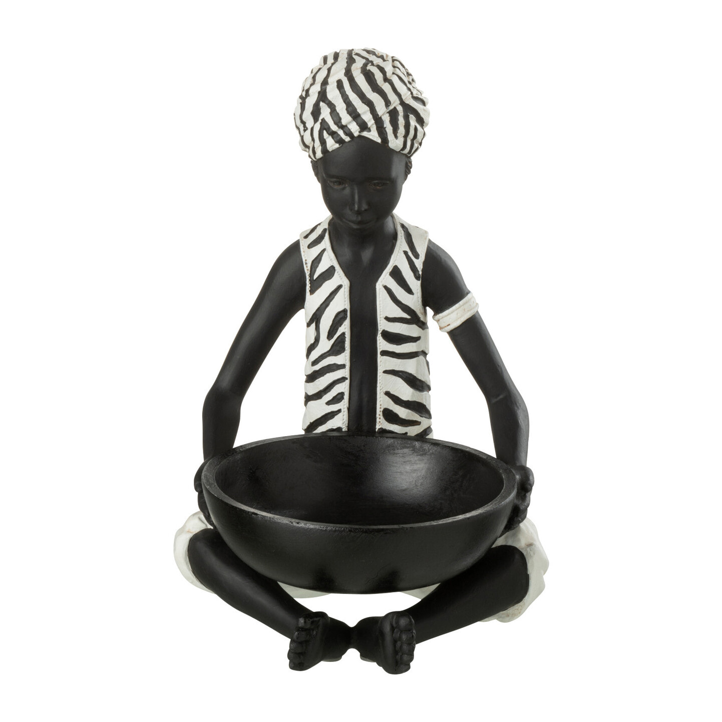 J-Line figurine Garçon Assis Ethnique - polyrésine - noir/blanc