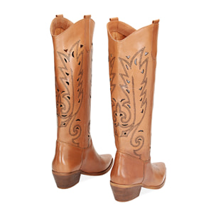 Stivali texani cognac in pelle