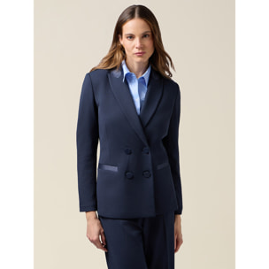 Oltre - Blazer cruzado con botones forrados - Azul