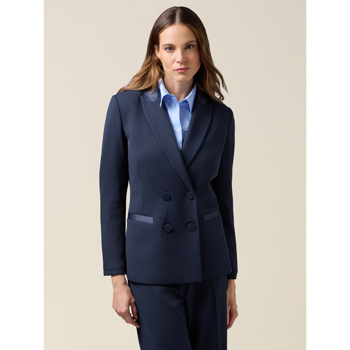 Oltre - Blazer cruzado con botones forrados - Azul